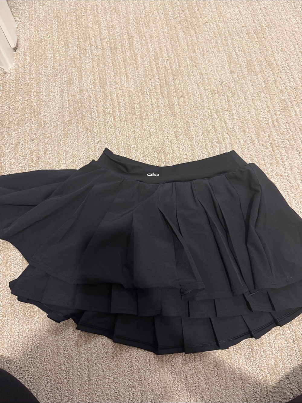 ALO Yoga Black Layered Skater Skirt